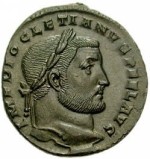 Coin with inscription of the emperor Diocletian; photograph used with permission