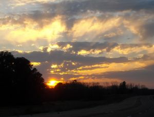 Sunset over highway 64 in Selmer